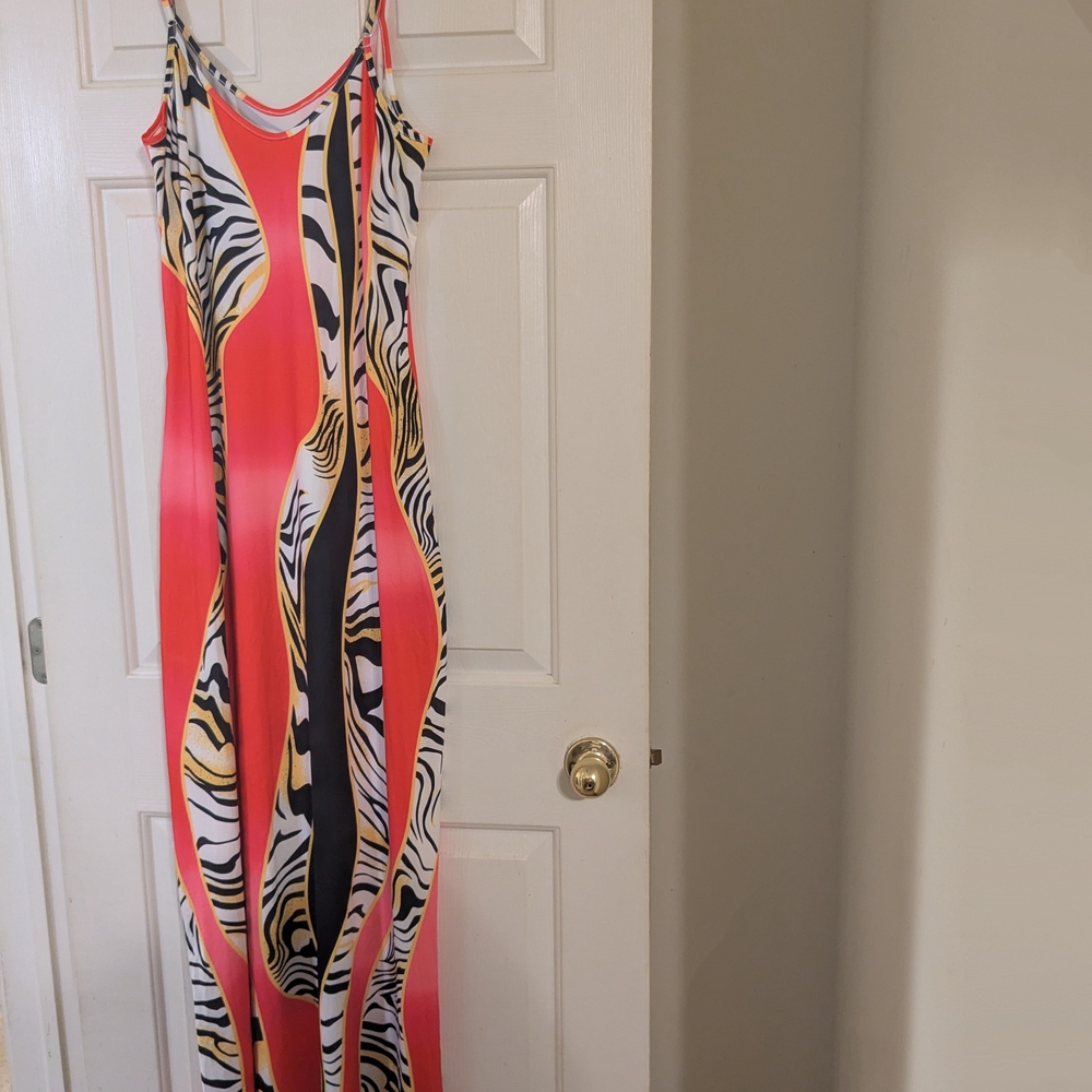Vibrant Zebra Print Maxi Dress